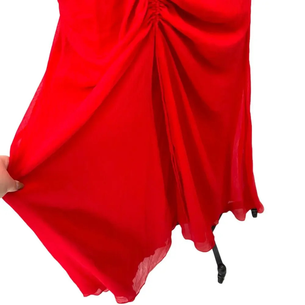 Free People Simone Maxi Dress in Red Ruched Backless Size 2‎ - Picture 7 of 15